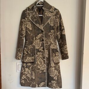 Mango (MNG) floral damask tapestry jacquard boho trench coat XS